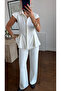 White Striped Vest and Trousers Set - 1424 - 3