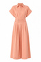 Low-Sleeve Belt Detail Midi Length Cotton Shirt Dress - 7