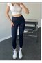 & Boutique Women's High Waist Gathering Tights Seamless No-Show Sports Tights