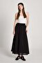 Women's Black Voile Fabric Crinkle Long Lined Skirt 29062 - 6