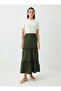 Gather Detailed Elastic Waist Skirt - Khaki - Benin - 2