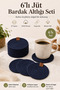 Set of 6 Handmade Cotton Coasters Navy Blue Bohemian Coffee Corner Decor