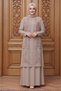 Beaded Embroidered Beige Hijab Abaya 29121Bej