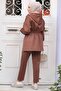 Hooded Brown Hijab Double Suit 12271Kh - 4