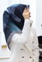 100% Twill Silk Geometric Patterned Cyan - Gray Colored 90X90 Scarf Sewing Shape: Hand Sewing - 6