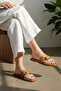 Women's Taba - Beige Suede Genuine Natural Leather Flat Slippers with Buckle, Size 36-41 - 2