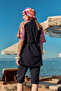 Parachute Short Sleeve Semi-Closed Swimsuit with Front Cover R302 - 5
