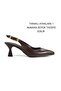 Brown Leather Pointed Toe Open Back Large Buckle 5cm Goblet Heel New Season - 2