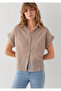 Short Sleeve Striped Brown Shirt Loose Fit / Relaxed Fit 1210445-85431 - 3