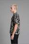 Ultra Soft Boxy Fit Apaş Collar Printed Viscose Short Sleeve Black Shirt H6321Ax26Sm - 5