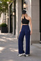 Women's Modal Fabric High Waist Lace-Up Wide Leg Sweatpants
