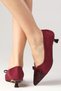 Pia Burgundy Color Snakeskin and Suede Combination Women's Low Heel Shoes - 4