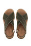 Women's Vegan Khaki Suede Flat Sandals - 5