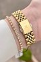 Dial Green Band Gold Color 32.5 mm Women's Wristwatch and Bracelet with Calendar - 5