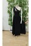 Women's Off-The-Shoulder Asymmetrical Collar Detailed Slit Maxi Length Janjan Crepe Dress - 6