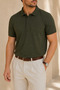 Men's Regular Fit Polo Neck Embroidered T-shirt Khaki