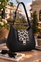 Black Leopard Printed Pack with Cover Women's Shoulder Bag |   Black Mt1572 - 3