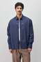 Long Sleeve Boxy Fit Shirt Navy Blue