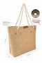 4-in-1 Set - Straw Beach Bag Large Size - Detachable Mini Bag & Leather Accessory Women's Shoulder Bag - 3