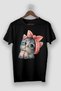Women's Black Cute Little Cat Printed Oversize T-shirt