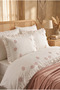 Belora 100% Cotton Bud Flower Embroidered, Ruffled, Piqued 9 Piece Double Duvet Cover Set - 3