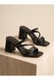Women's Black Stylish 5 cm Heeled Slippers Nk20888 - 3