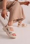 Women's Skin-Colored Velcro Comfortable Smart Padded Poly Sole Sandals -Lightweight Sandal Expedition2035