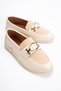 Women's Beige Loafer Moccasin Buckle Classic Casual Shoes S2546 - 3