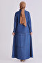Plus Size Tencel Denim Suit with Hijab Skirt 38001 Dark Blue - 4