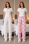 2-Piece Women's 100% Cotton Pajama Bottoms Combed Cotton Single Jersey Relax Fit Double Set