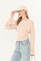 Beige Natural Viscose Ultra Soft Waist-Fitting Gathered Detail Wide Long Sleeve Full Stretch Women's Blouse - 4