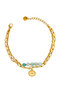 Steel Stone Eye Figured Double Combination Chain Bracelet with Natural Stones