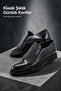 Men's Black Classic Laceless Leather Shoes Comfortable for Daily Office Use