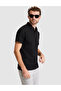 Black Slim Fit Buttoned Polo Collar T-Shirt 50307581-Vr046 - 3