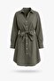 Khaki 100% Cotton Beach Shirt Dress