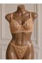 Salmon Color Tulip Floral Bralet Brode Bra Set