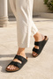 Double Buckle Unisex Slippers Cork Sole Non-Slip Daily Comfortable Summer Slippers