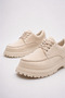 Lace-Up Moccasin Shoes Beige Suede - 6