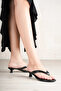 Women's Star Flip-Flops with Heels - Black-Patent Leather - 2