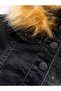 Girl's Denim Jacket with Fur Detail on Hood and Sleeves - 3
