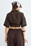 Striped Jacquard Tie Crop Shirt - 8