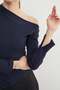 Basic Asymmetric Slit One Shoulder Blouse - 4