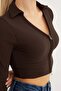 Polo Neck Zippered Crop Bodysuit - 5