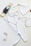 Blue Carrot Rabbit Embroidered 4-Piece Newborn Set, Gift Hospital Discharge Set, 100% Cotton – 0-3 Months