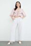 Front-Tie Floral Embroidered Muslin Fabric Blouse - 6