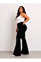 38-52 Medium Size Premium High Waist Stretchable Comfortable Fit Spanish Flare Jeans - Black - 3