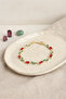Brass Gold Color Red Zircon Stone Flower Model Women's Bracelet -