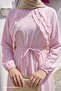 Pink Dress with Fold Detail on the Front and Belt - 3
