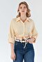 Striped Tie Front Crop Shirt - 4