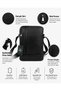 Men's Black Genuine Leather Hand and Shoulder Bag Medium Size Father's Day Gift - 5